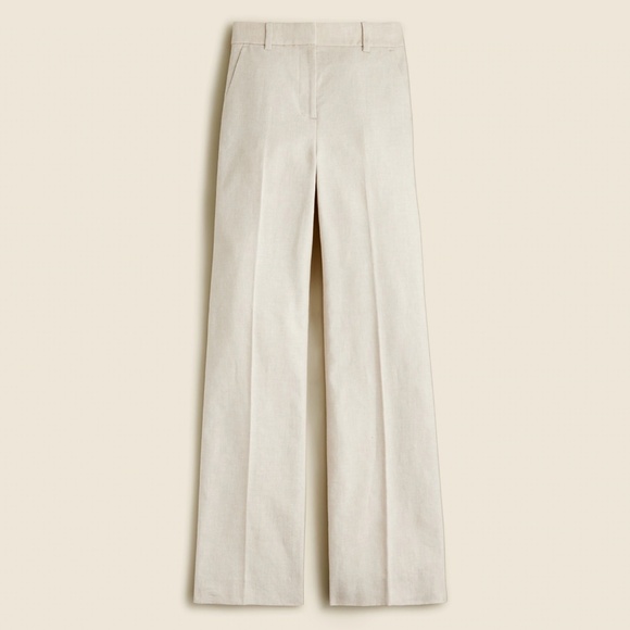 New JCREW Size 2 Carolina Flare Pants in Stretch Linen Blend Flax $168 BZ404 - Picture 1 of 6